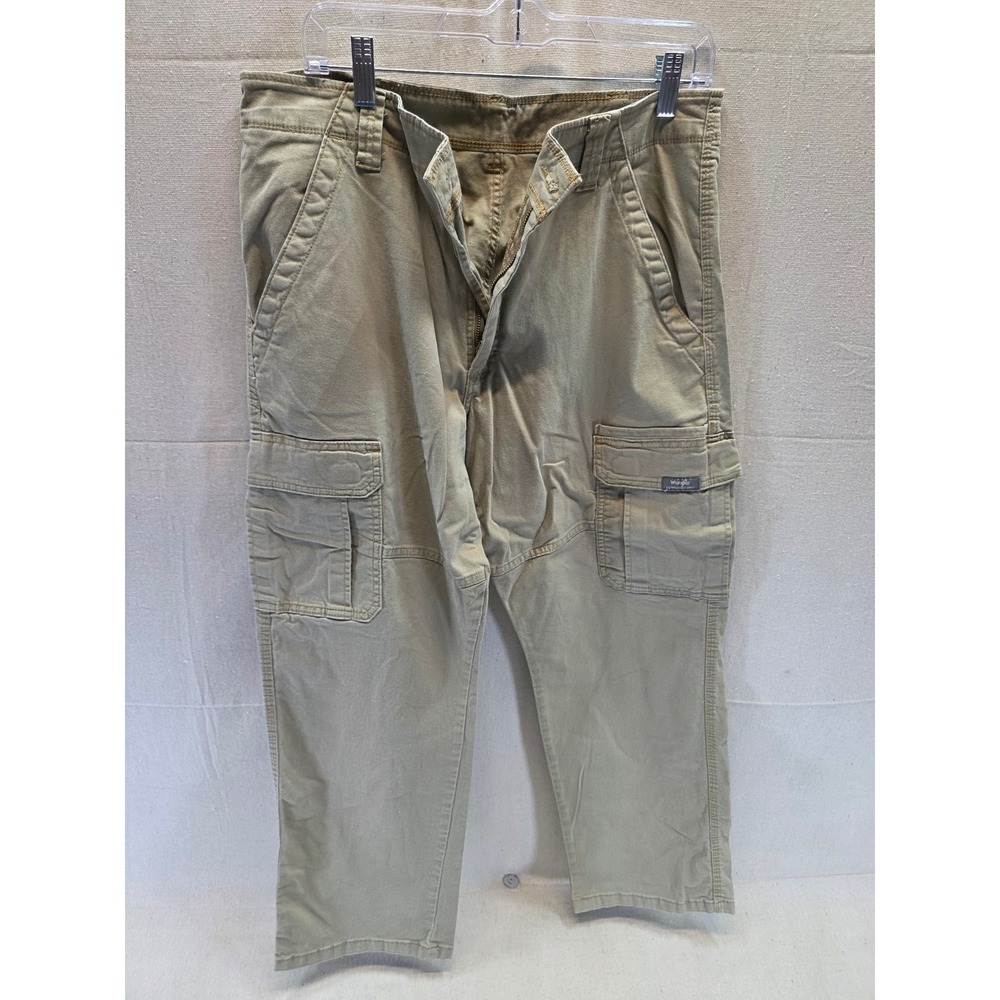 Wrangler Mens Tan Cargo Pants Stretch Twill Khaki 34x30 70ABWEW
